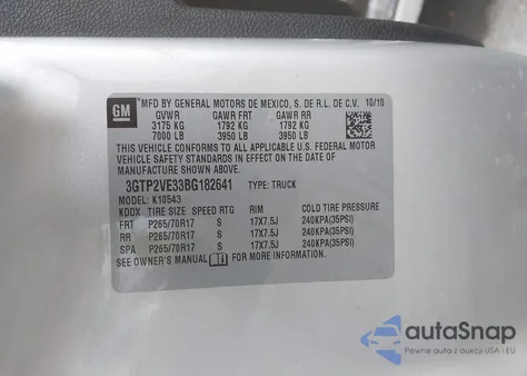 2011 GMC Sierra 1500 Sle z USA, uszkodzony, nr VIN 3GTP2VE33BG182641